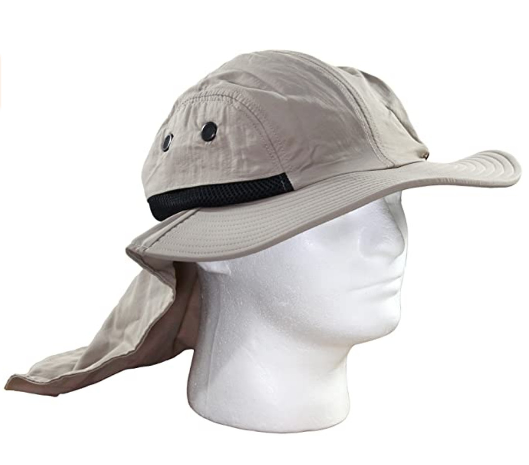 Khaki Fisherman Safari Sun Visor Neck Flap Packable Hiking Summer Unisex Hat
