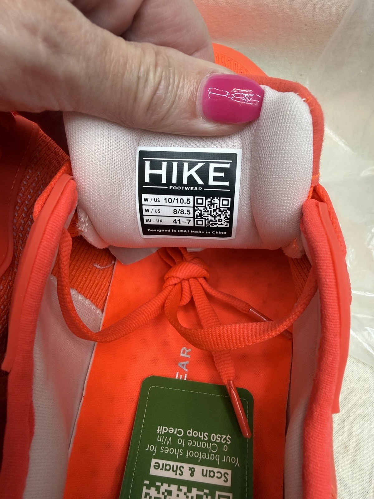 NWT Hike Footwear Stride Orange Barefoot Unisex EU41 W10-10.5 M8-8.5