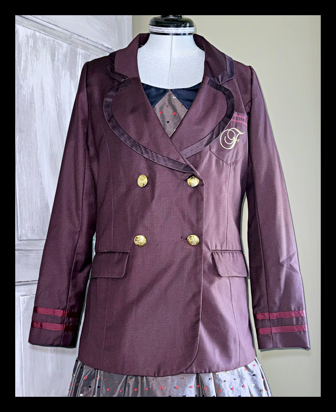 F i.n.t an another angelus Uniform Style Blazer Jacket Satin Piping J Fashion