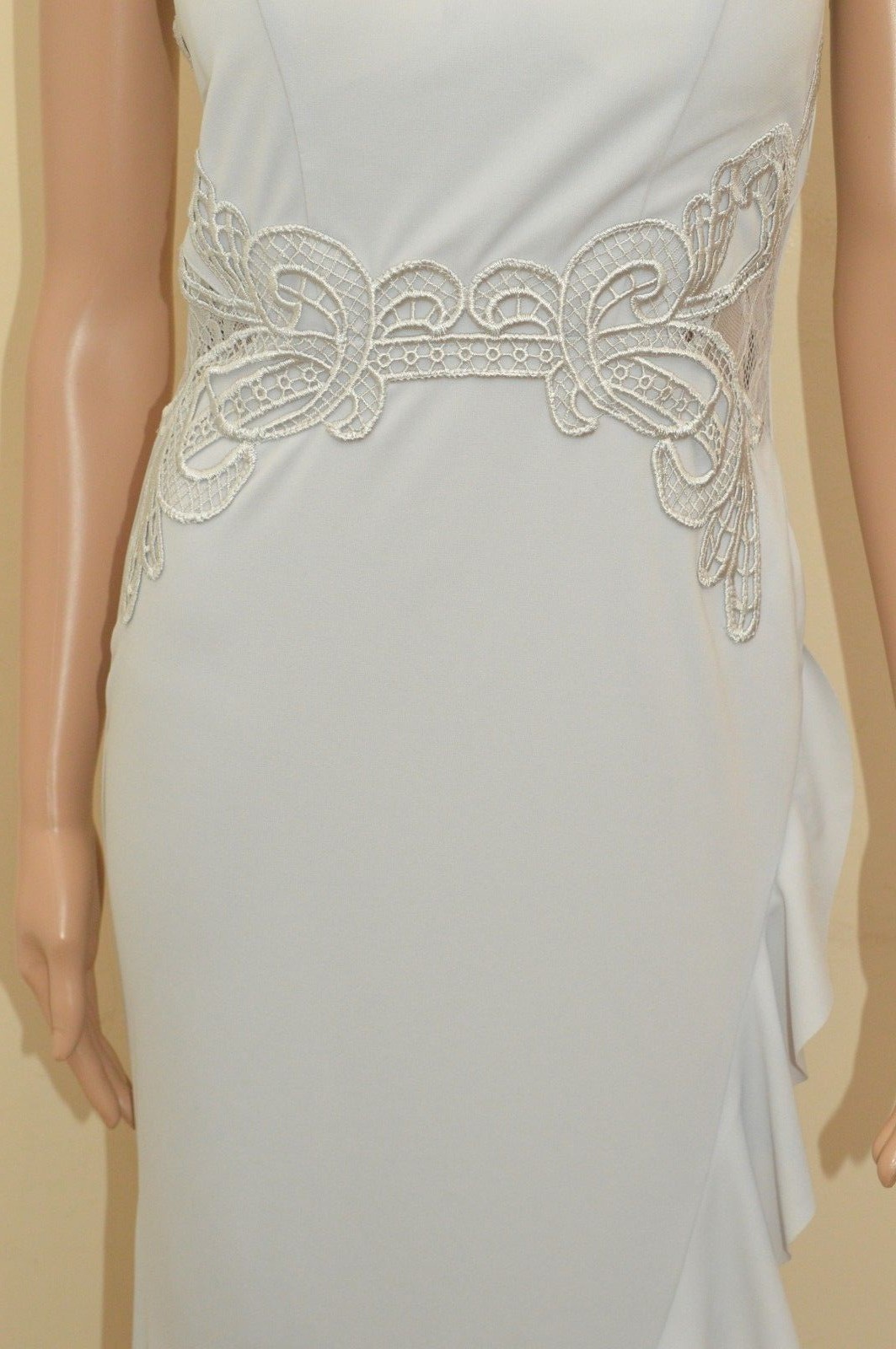 New Lipsy Silver Lace Halter Frill Skirt Maxi Dress Sz UK 8 10 12 14 16