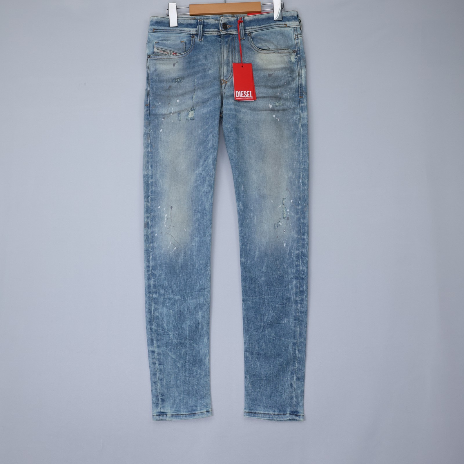Diesel Mens Jeans 1979 Sleenker Trouser Skinny Low Rise Distressed Blue Size NWT