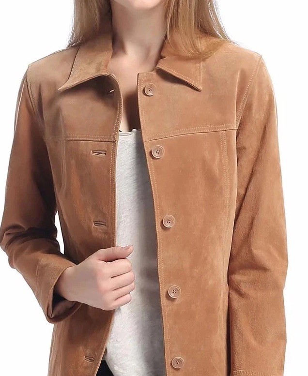 Style & Co. Collection brown 100% leather suede jacket with pockets – size L