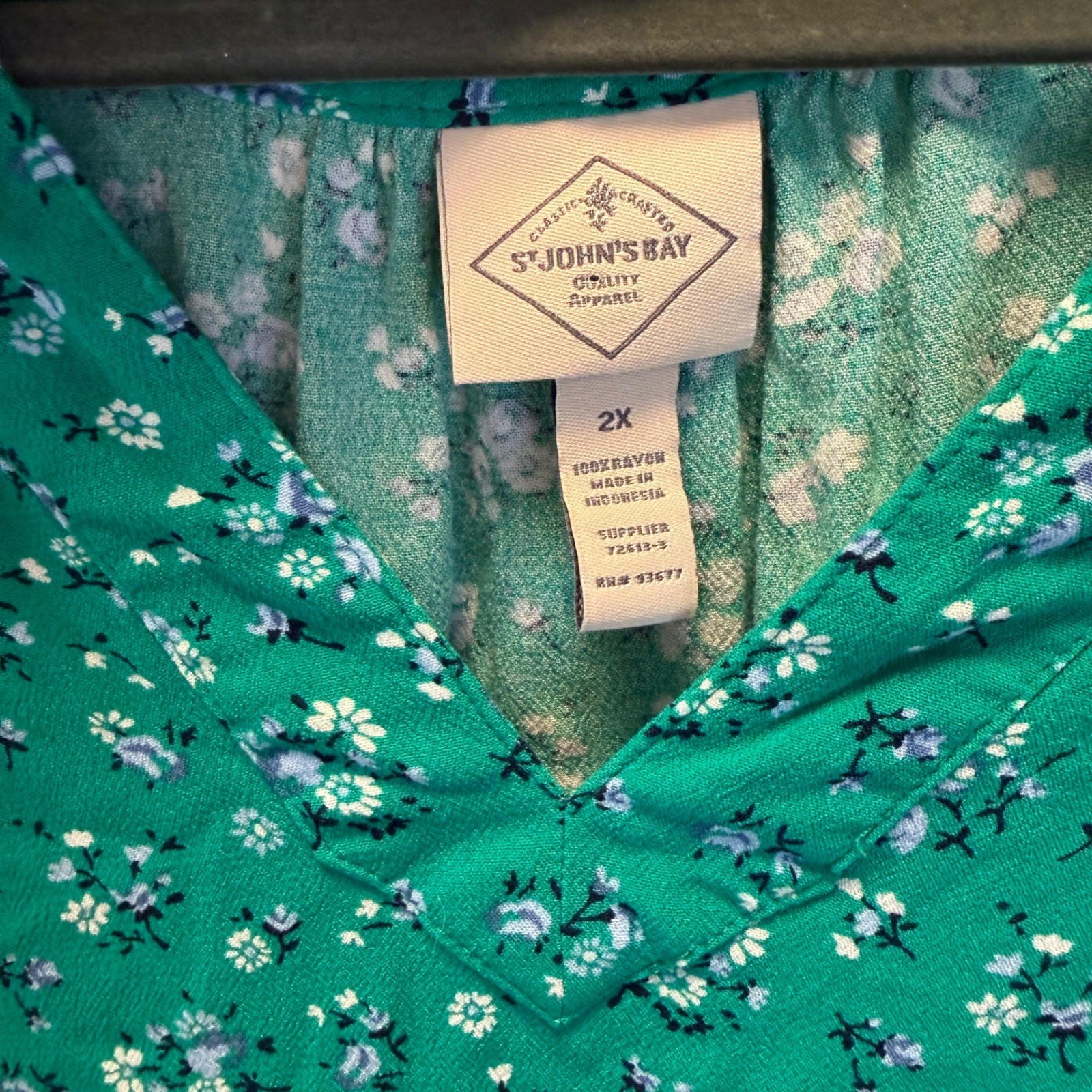 Green Ditsy Floral Long Sleeve Blouse Cottagecore Boho Spring Fall Plus Size 2X