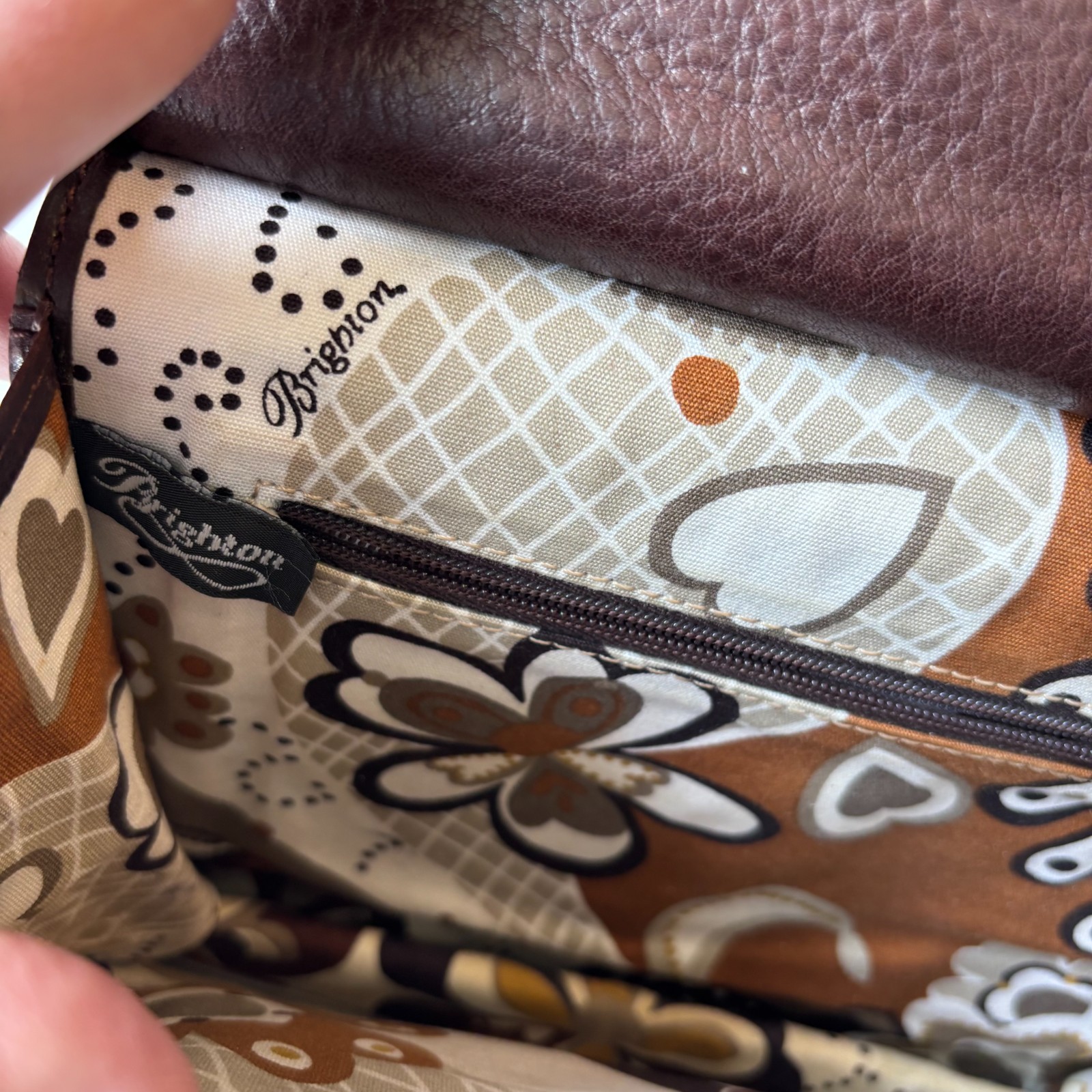 BRIGHTON Contempo City Brown Leather Crossbody Organizer Shoulder Bag Purse