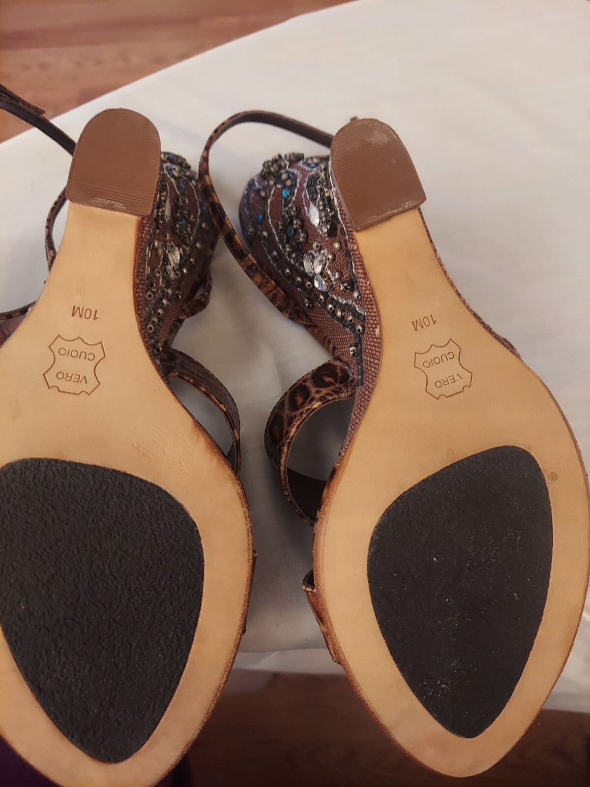 Jessica Bennett Brown Leather Anklestrap Wedge Sandal Pumps Size 10M