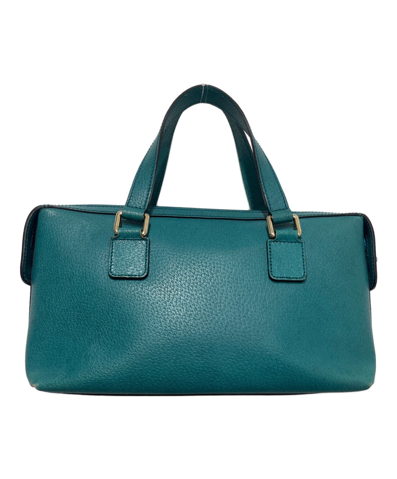 Gucci Turquoise Blue Leather Handbag Gold Hardware 264210 Women 12.6in x 7.5in