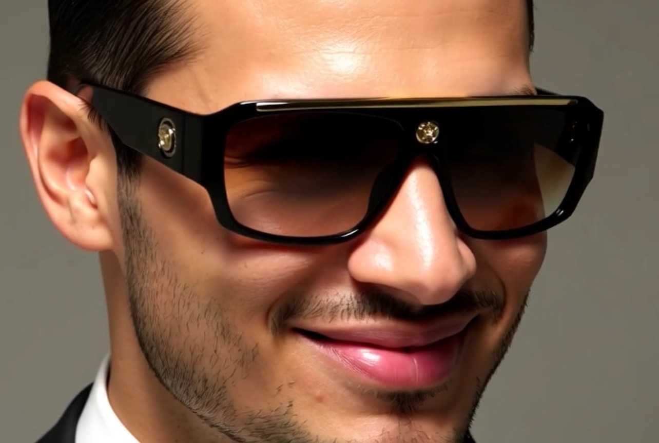Oversized Square Kleo Lion Head Medallion Flat Top Sunglasses Lentes Shades