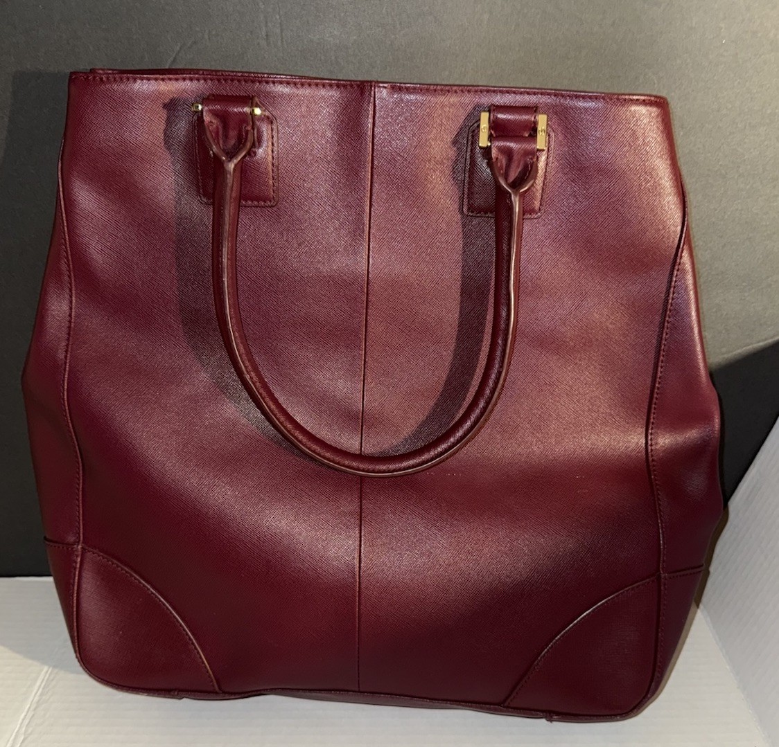 Tory Burch Burgundy Tote Robinson With Mirror