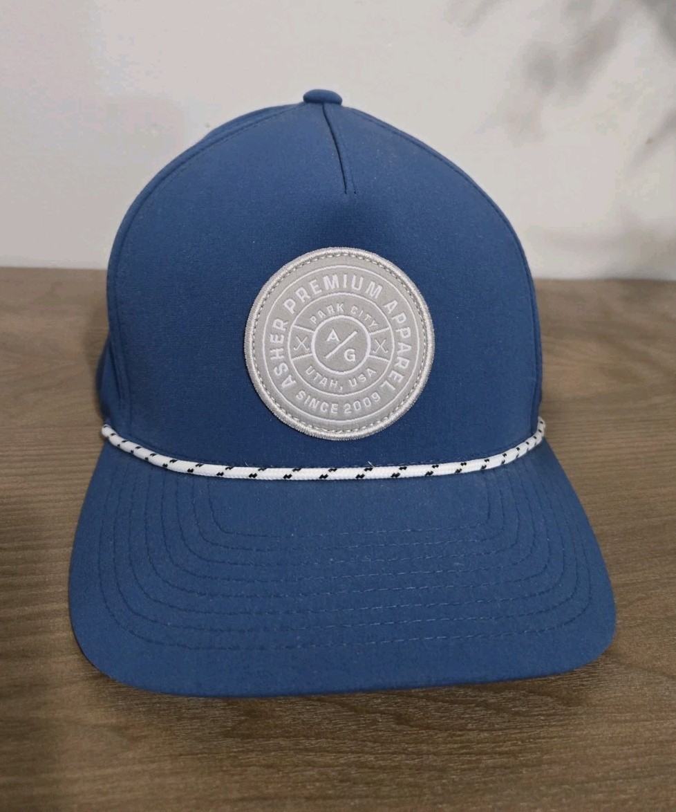ASHER GOLF Snapback Hat ROPED Cobalt Blue FLEXFIT TECH 110 Park City NEW
