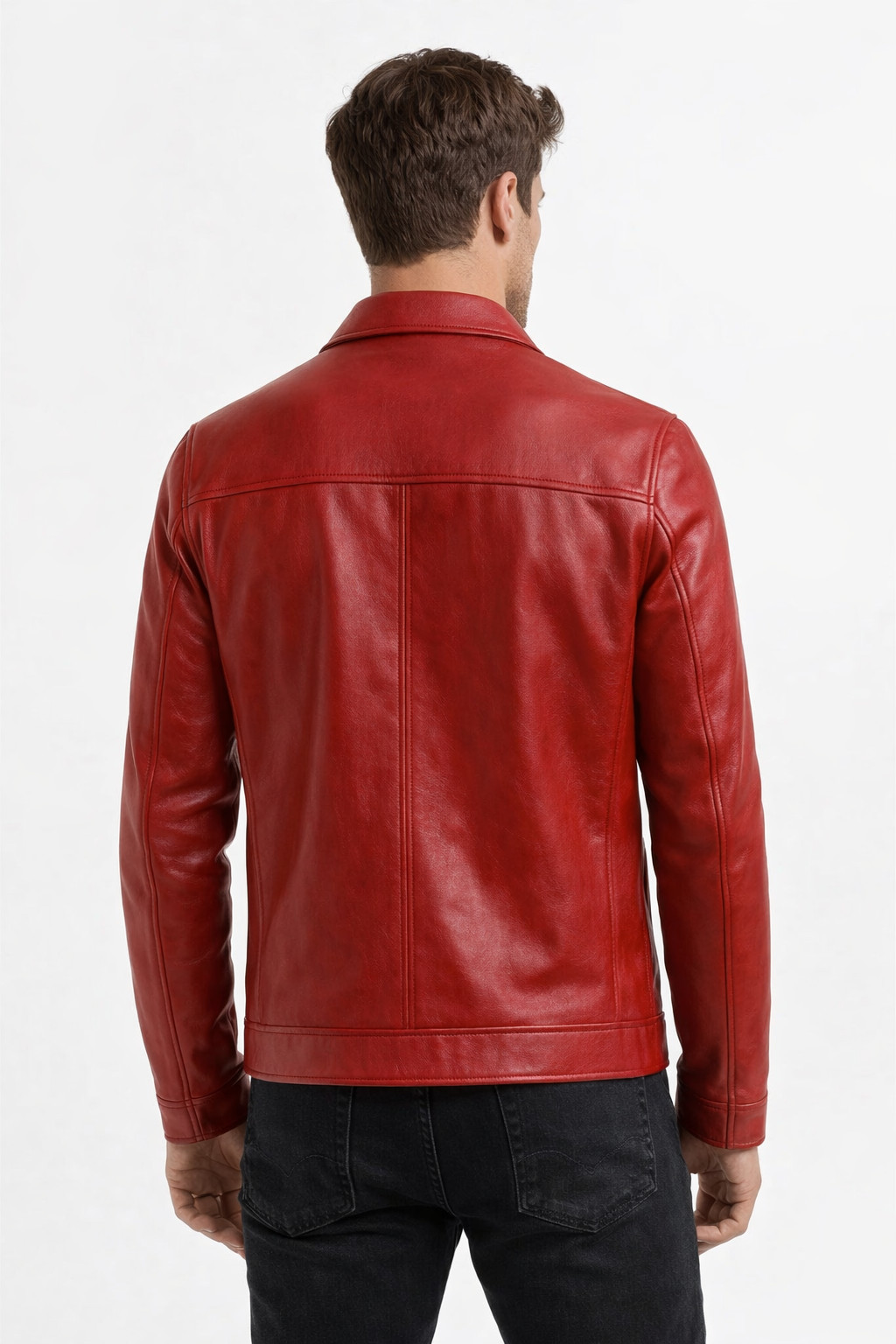 Men’s Genuine Leather Jacket Classic Zip Up Casual Biker Bomber Outerwear Coat