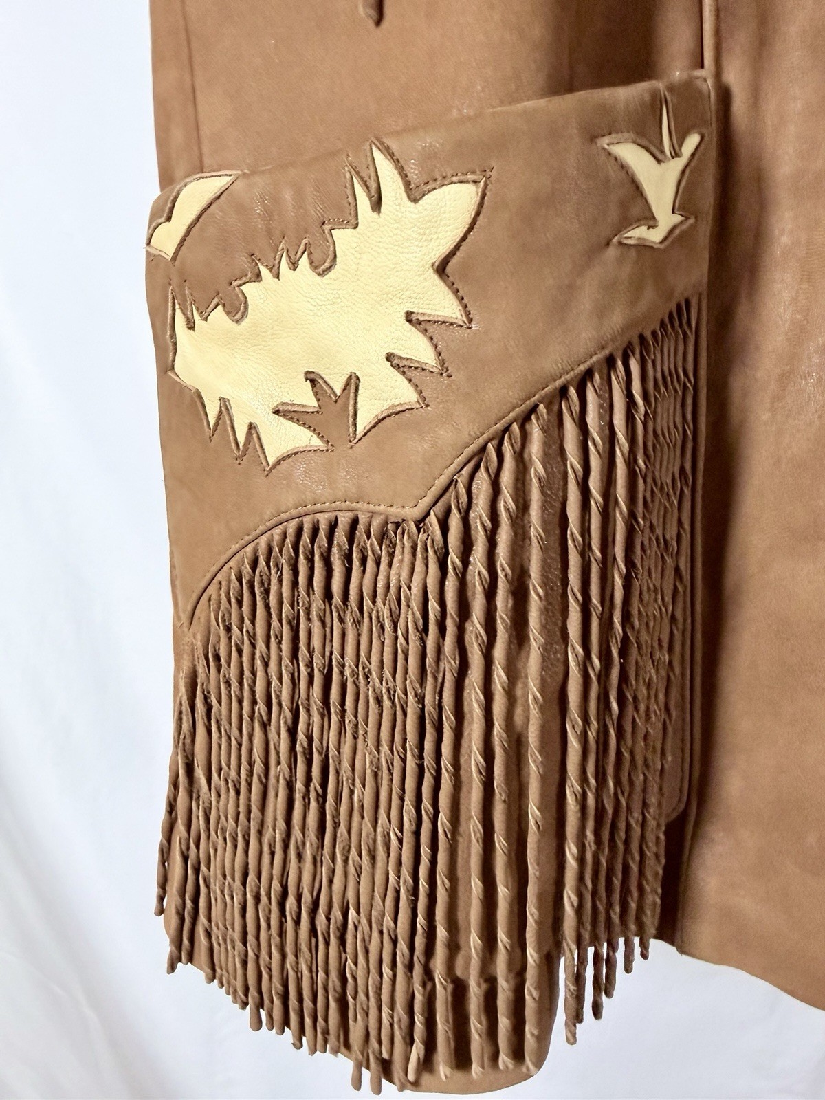 Vintage Continental Leather Fashions Western Fringe Jacket USA Buffalo Nickel
