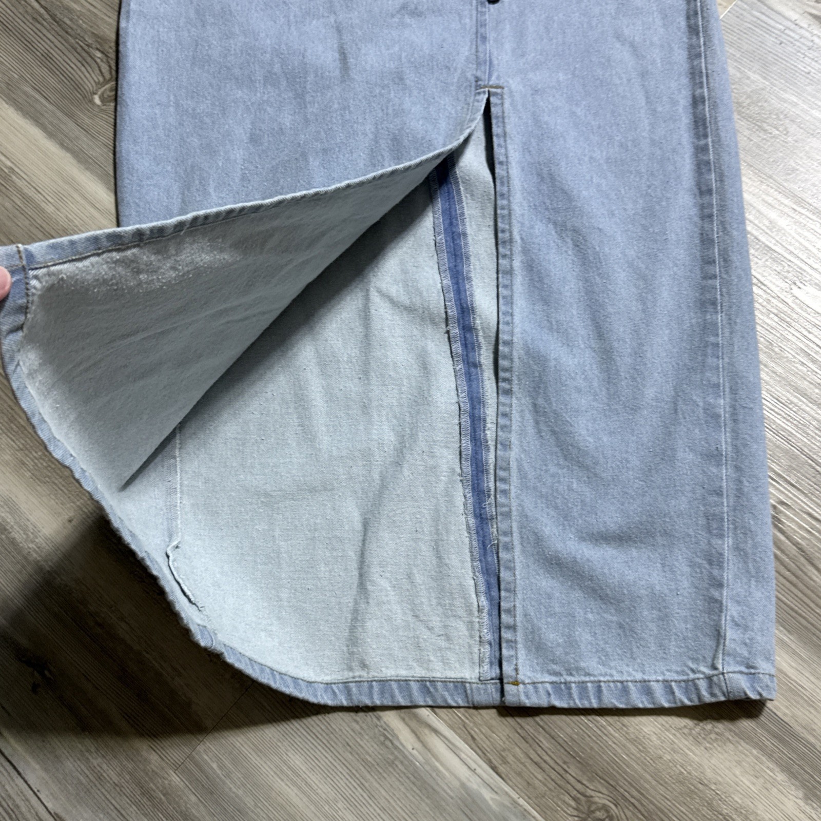 Vtg Denim Dress Maxi Buttons size L Western Rockabilly Zips Form Fitting RARE