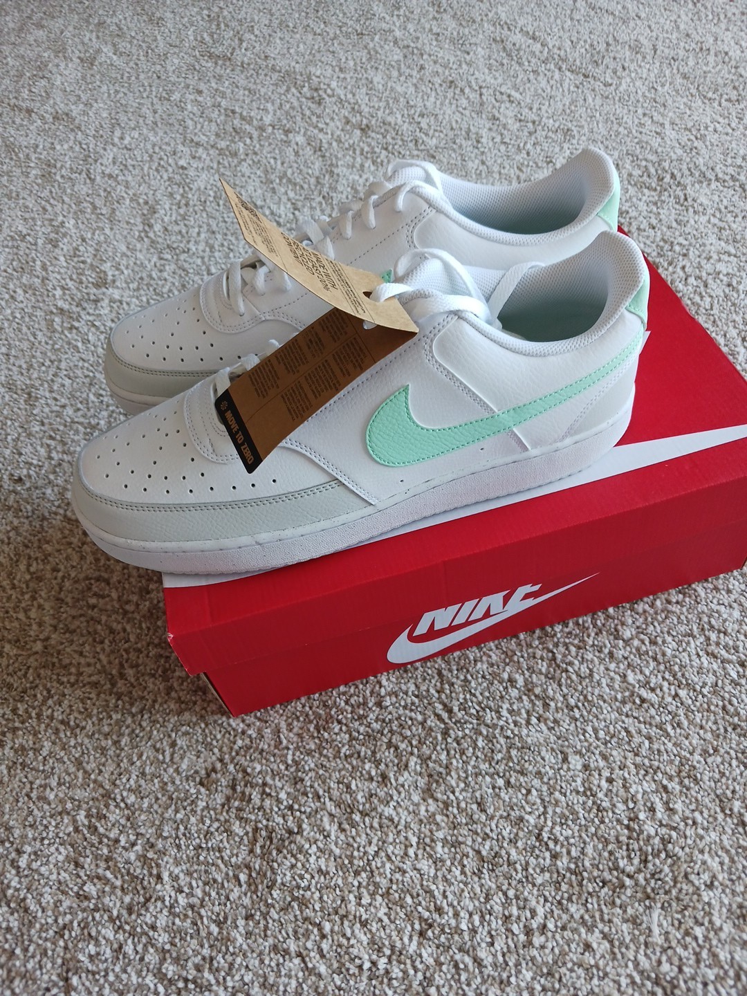 Nike Court Vision Lo MN White / Mint Foam – Photon Dust Brand New Size 13 Air 1