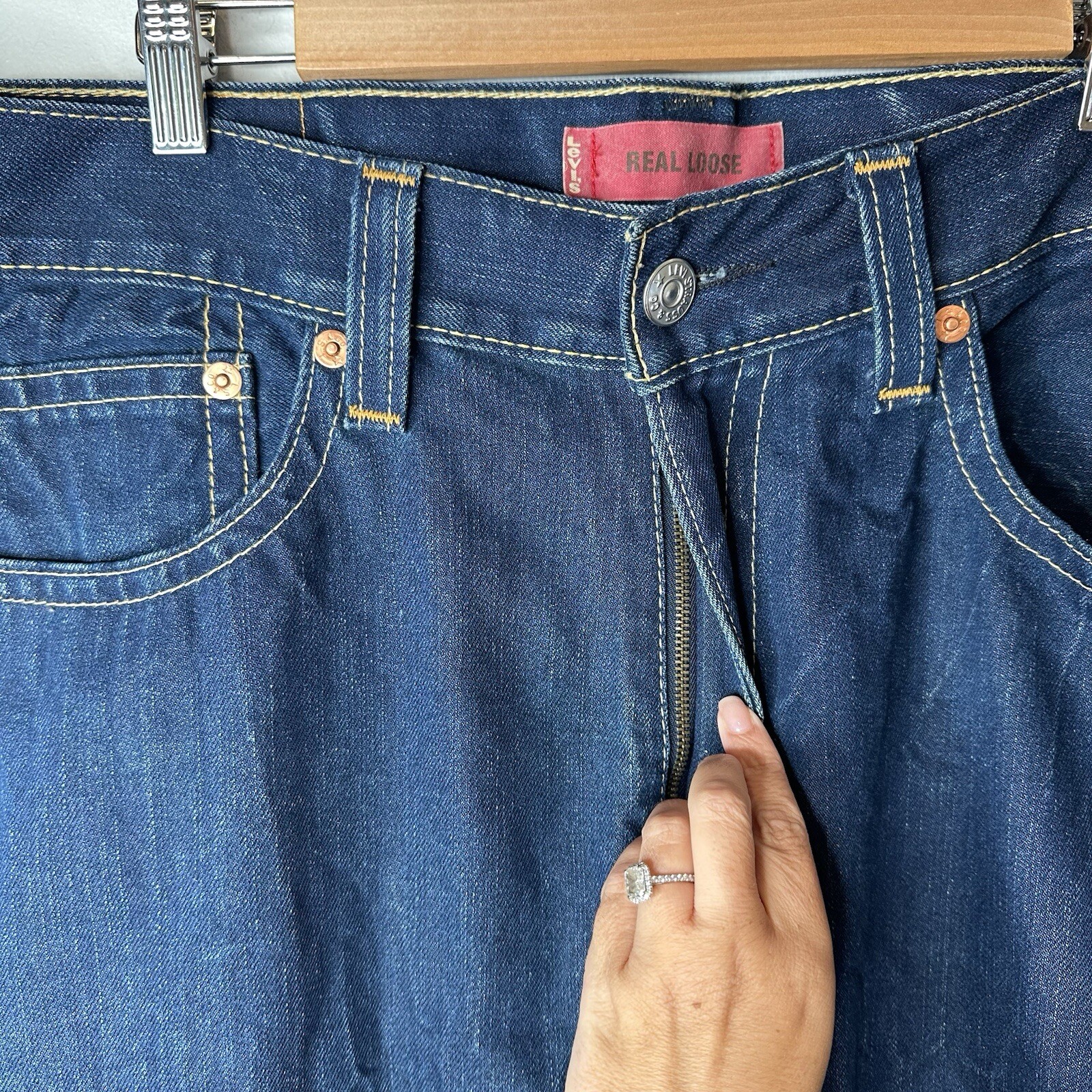 Vintage Levis Real Loose Type 1 Jeans Mens 36×32 Blue Classic American Y2K Baggy