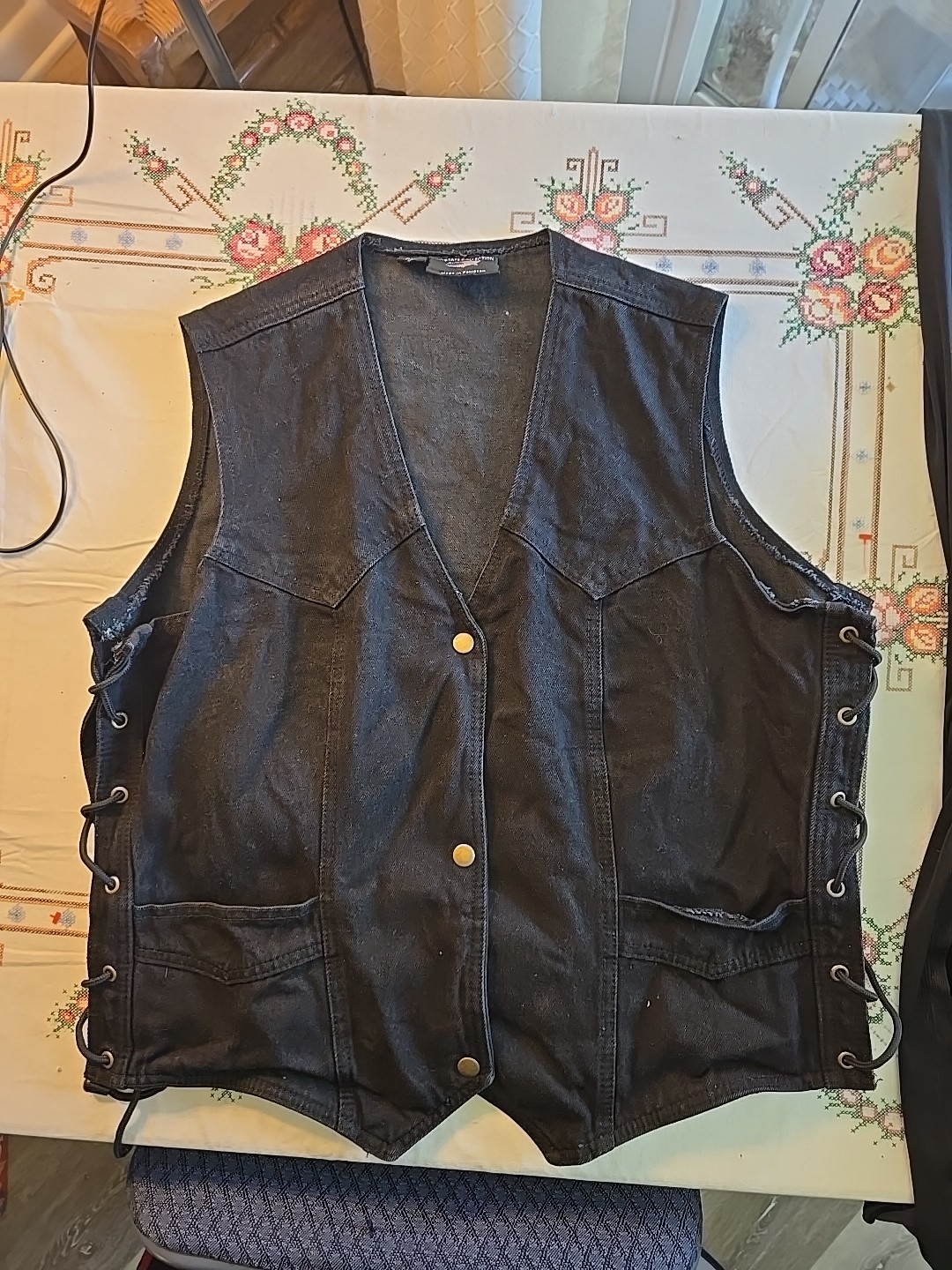 Allstate Collection Black Rider Vest WoMens 3XL Side Lace Up Snap Up Vintage