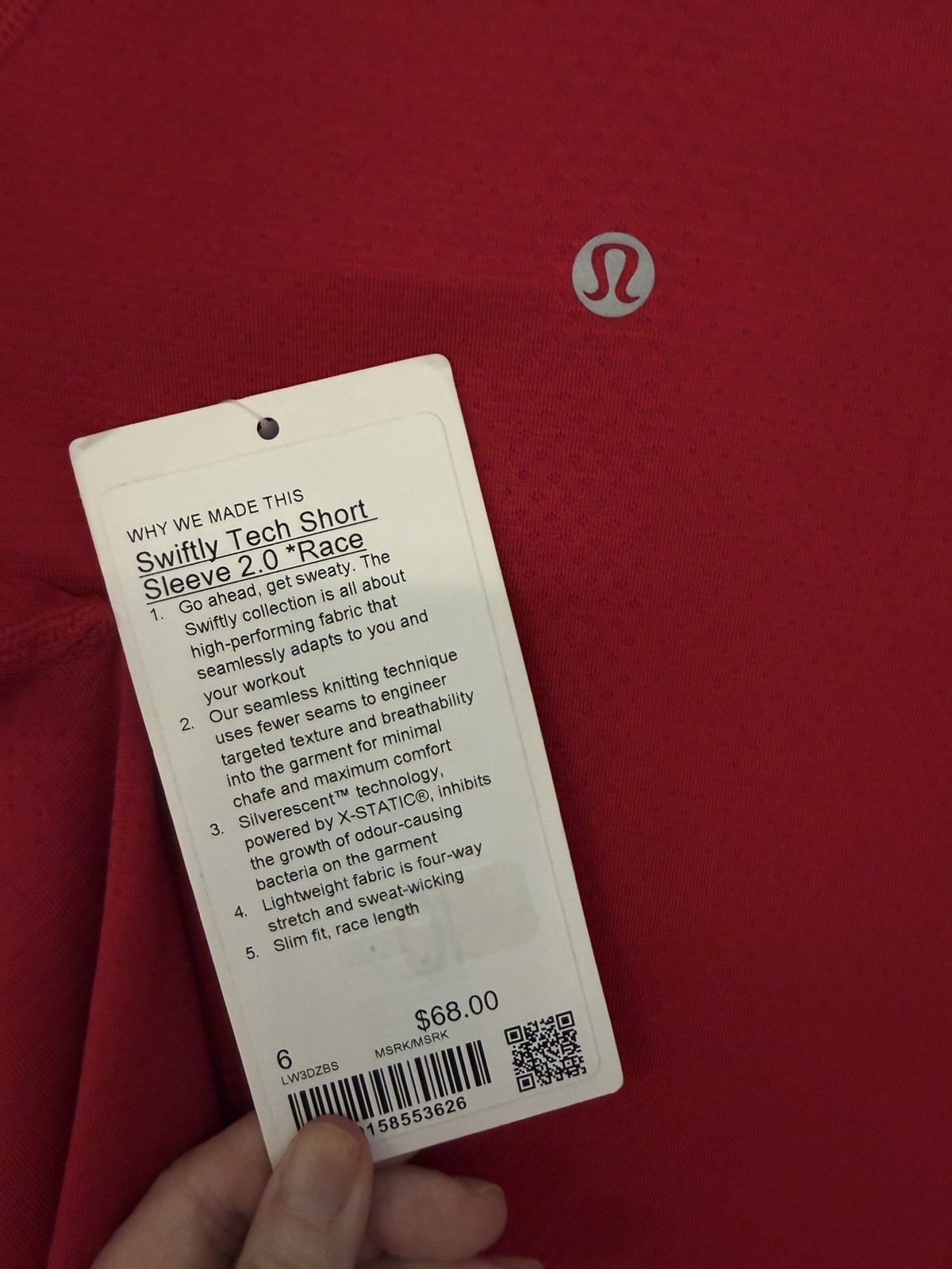 NWT Lululemon Swiftly Tech Short Sleeve 2.0 (Race Length) Size 6