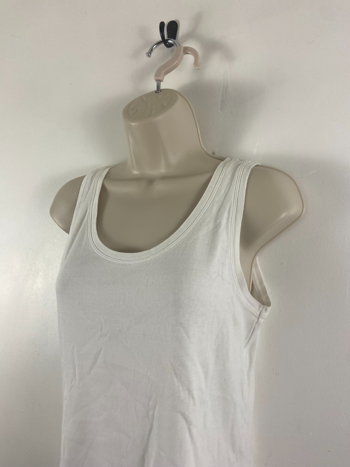 Nutmeg White Cotton Polyester Blend Vest Top Casual Summer Size 14