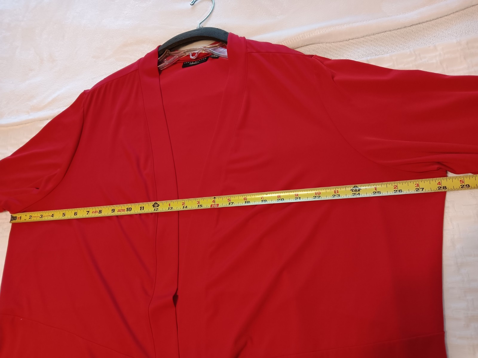 Nice! Susan Graver Liquid Knit RED SZ 3X open no Closure cardigan Swing Jacket