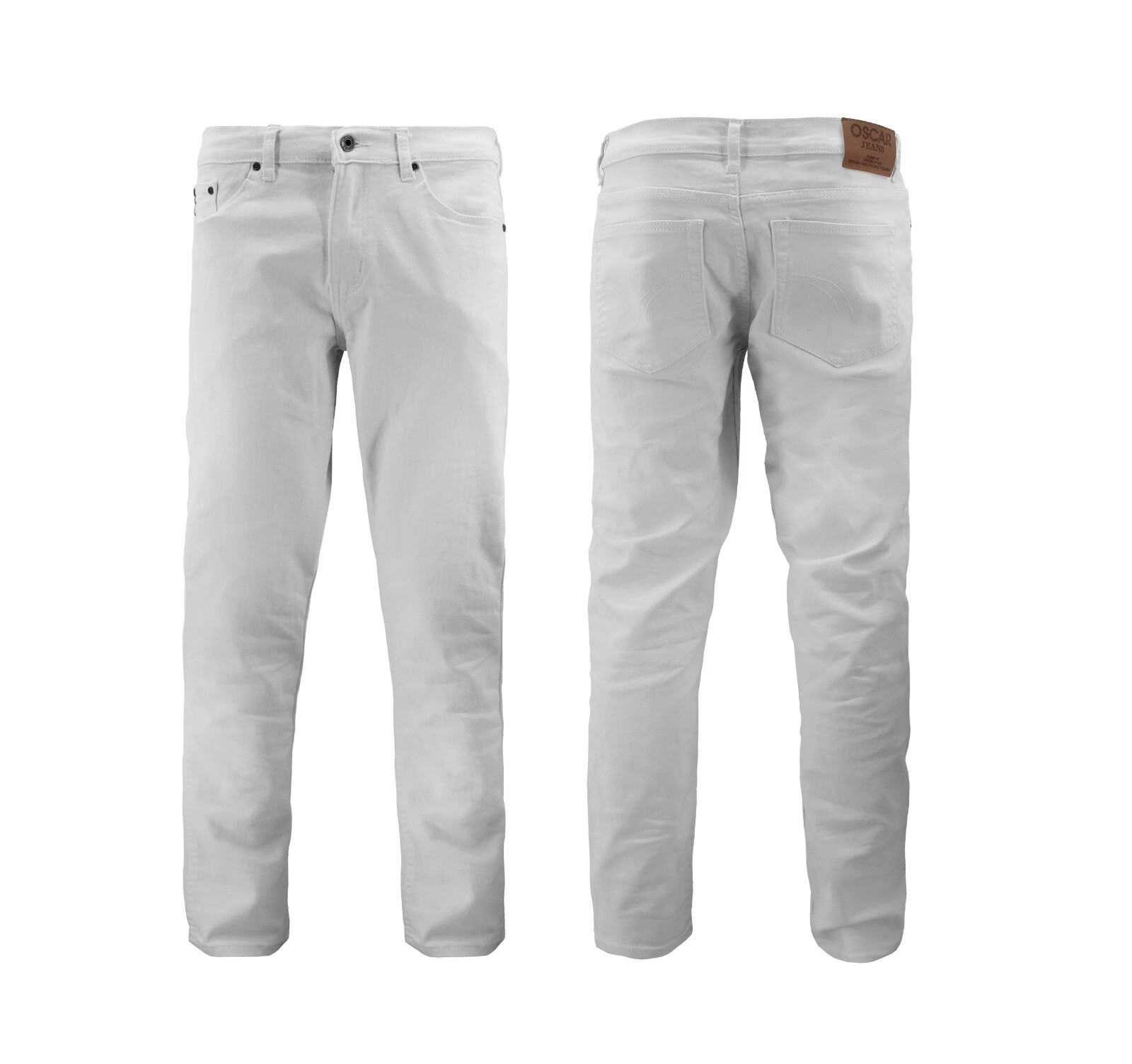 Men’s White Cotton Blend Denim Pants Stretch Casual Work Skinny Fit Jeans