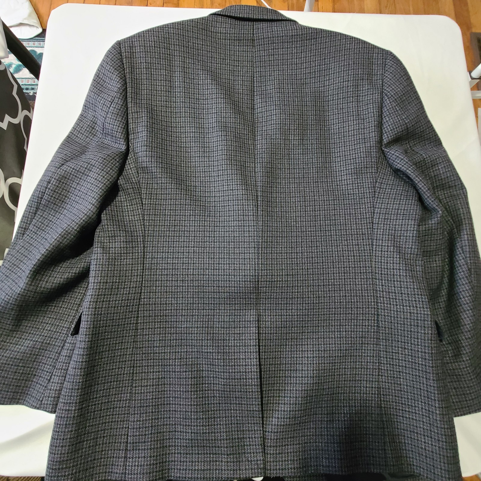 Mens Lauren Ralph Lauren Houndstooth Two Button Blazer 44R Gray 100% Wool