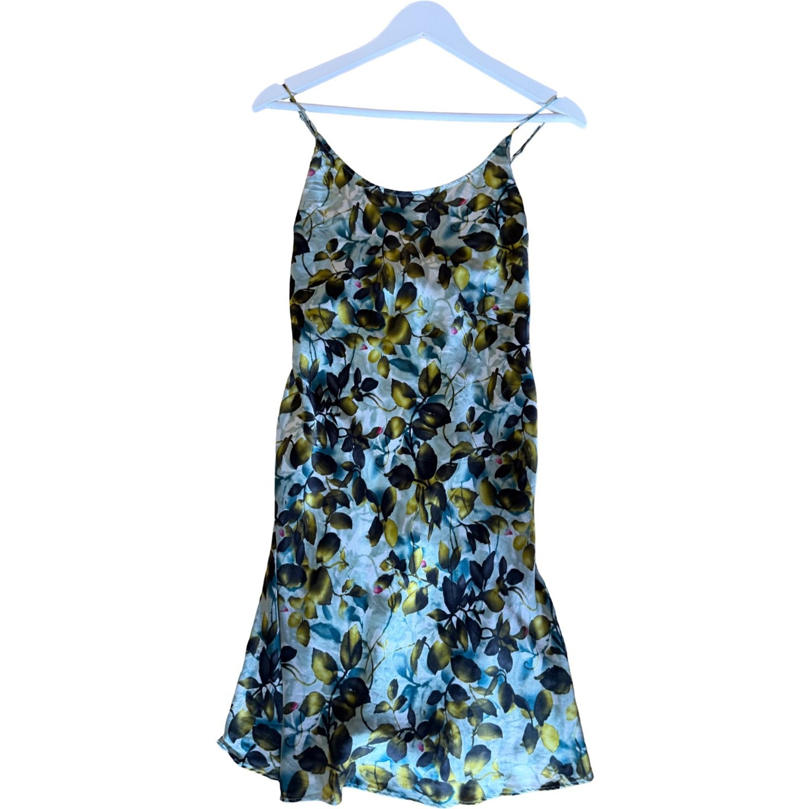 Vintage 90s Victoria’s Secret 100% Silk Floral Slip Mini Dress Crossback Sz M