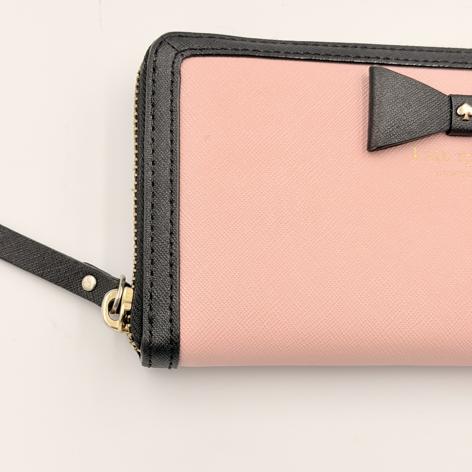 Kate Spade Long Wallet Leather Black Pink Bifold Purse Vietnam Women Authentic