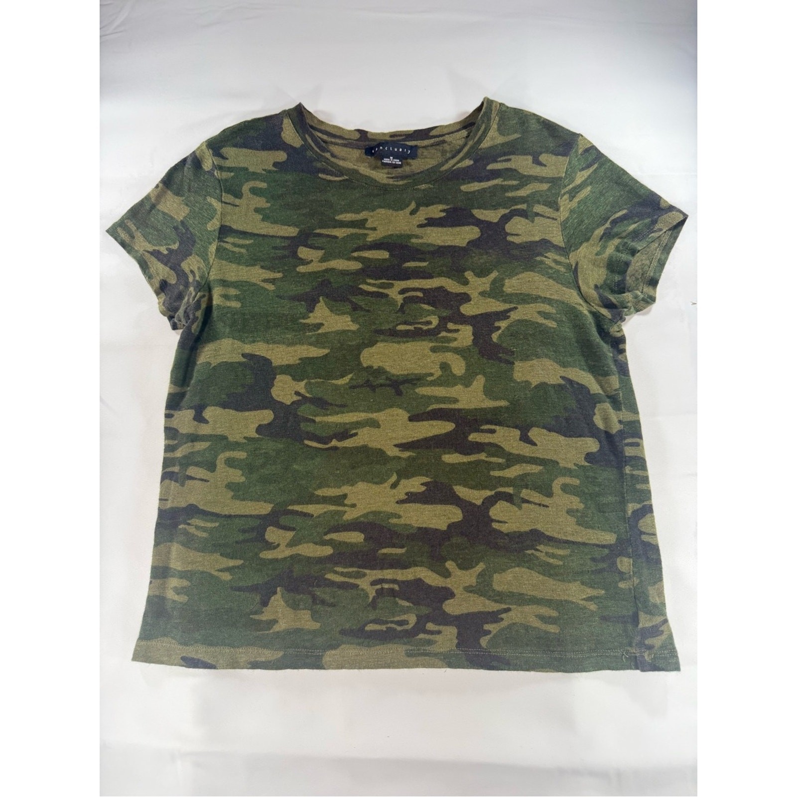 Sanctuary Green Camouflage Short Sleeve Linen Tee