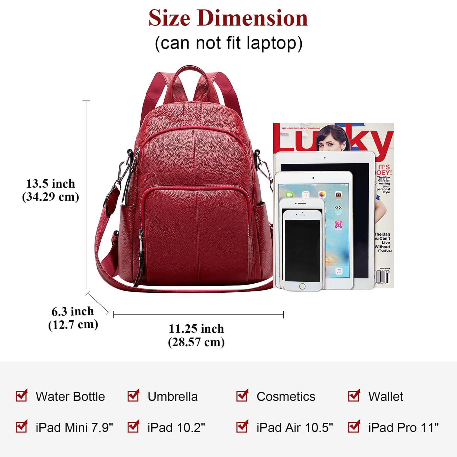 Stylish Anti-Theft Genuine Leather Backpack for Women | Versatile 3-in-1 Bag, Fi