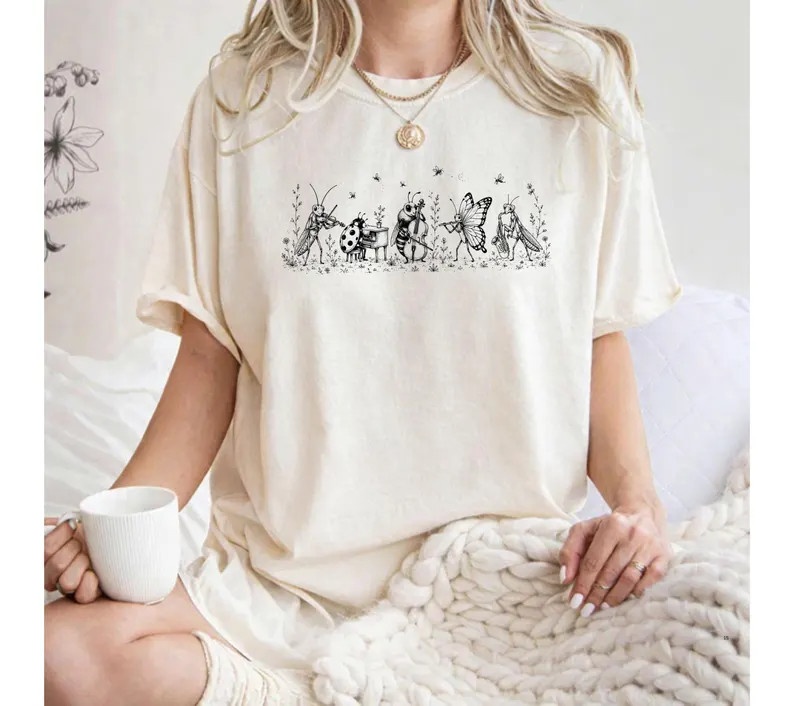 Vintage Insect Comfort Tee Bug Nature Graphic Design Shirt