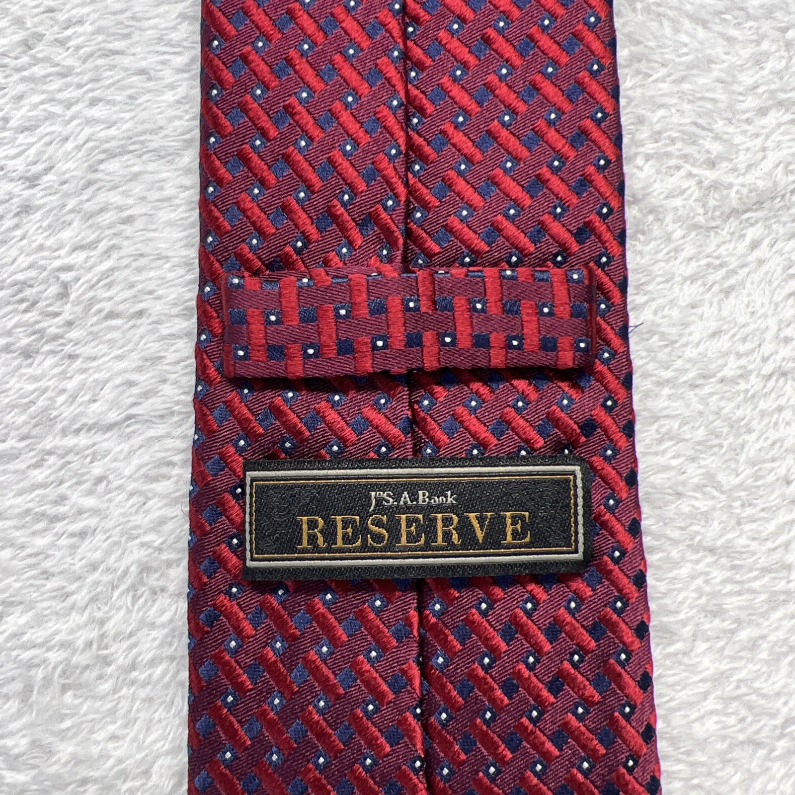 Jos. A. Bank Reserve Red Blue Geometric 3.25×59” 100% Silk Made In China