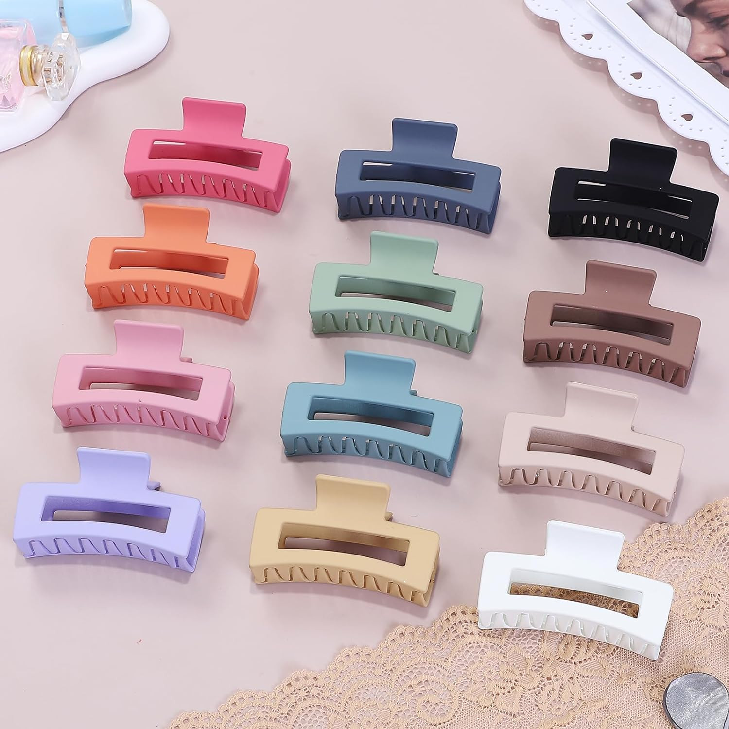 12 Pcs Medium Hair Clips, 3.5 Inch, Colorful – Hair Clips for Thick and Thin Hai
