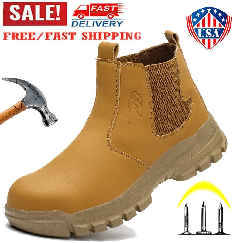 Mens Indestructible Safety Shoes Leather Work Boots botas de trabajo para hombre