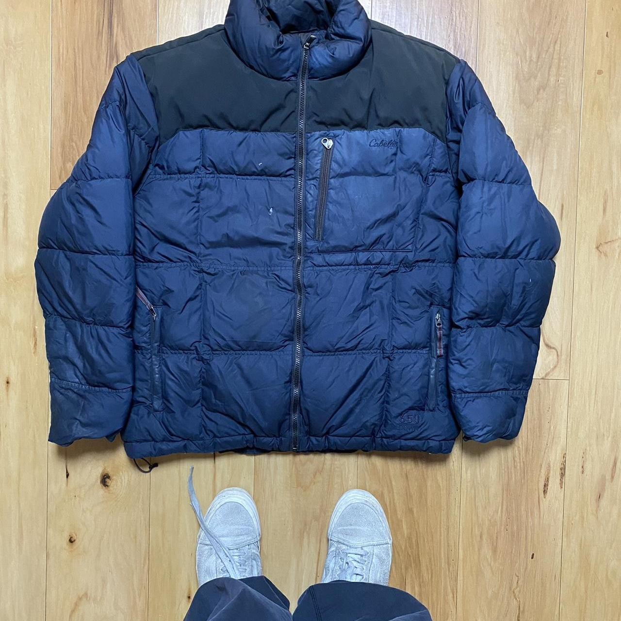 Cabela’S Premier Northern Goose Navy/Black Men’S Goose Down Puffer Jacket Xl