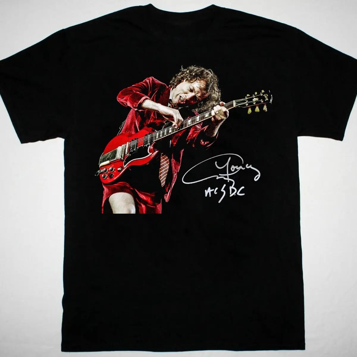 Retro Style Angus Young AC DC Guitar Shirt Classic Black Unisex S-5XL EM0599