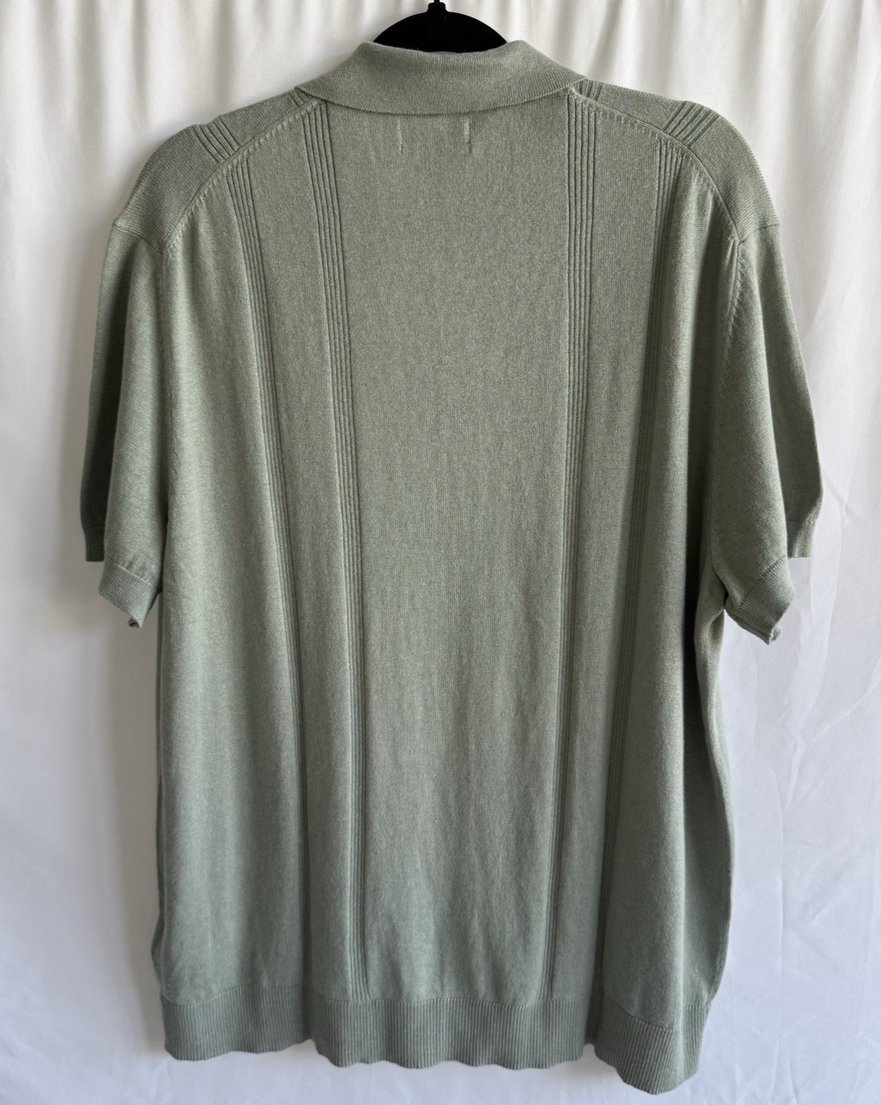 DKNY Men’s Button Front Knit Shirt XL Green Short Sleeve Casual Stretch Polo NWT