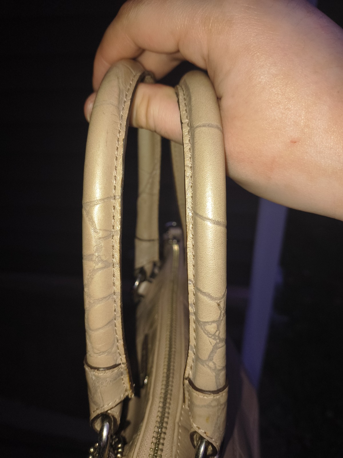 Coach Madison Croc Exotic Embossed Leather Sophia Satchel 23042 in champagne