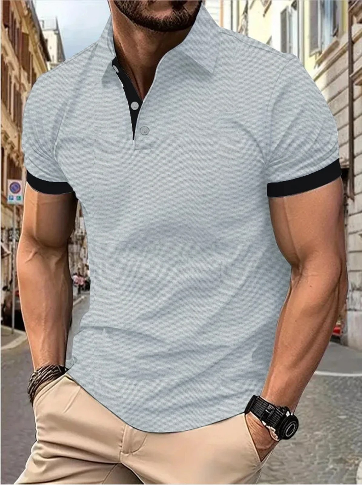 Men’s Trendy Short Sleeve Polo Shirt Casual T-shirt Tee Summer Fashion Gym Gift