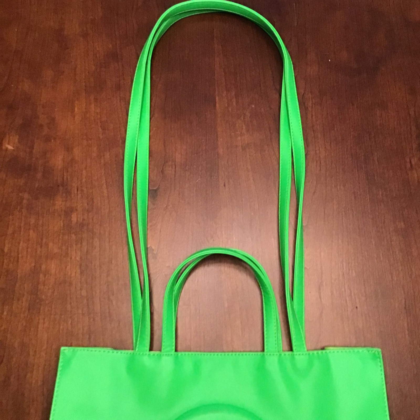 Telfar Green Medium Tote Bag with Logo, Magnetic Closure, Inner Pockets New