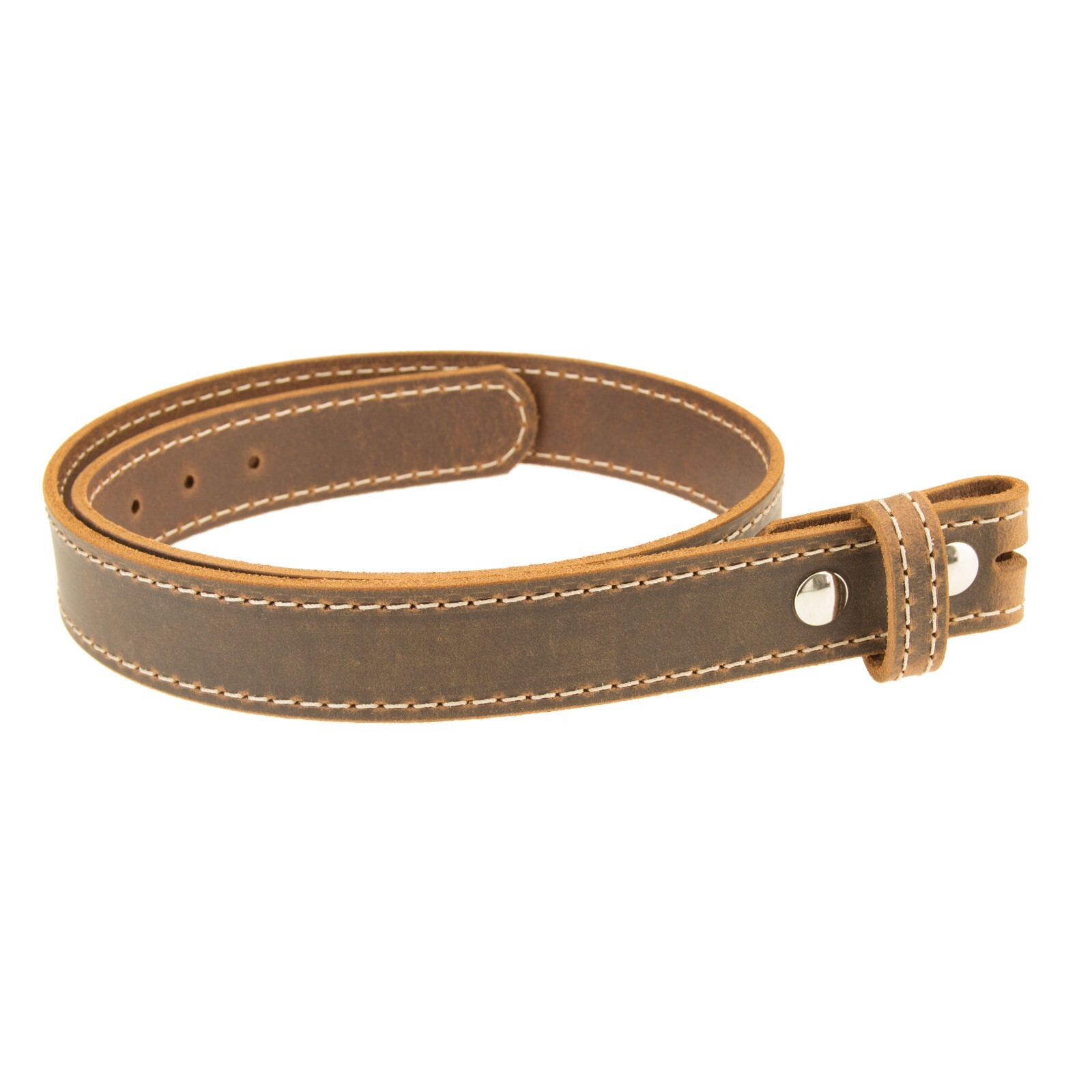 Buffalo Leather Casual Belt Strap_No Buckle_1-1/2″_Amish Handmade Black – Brown