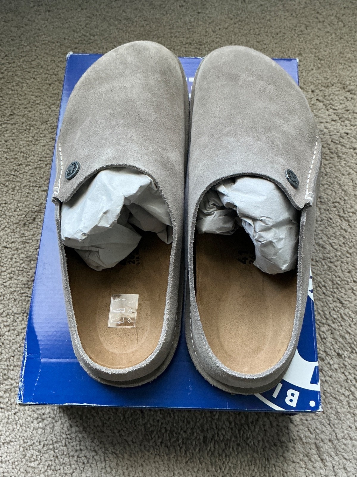 BIRKENSTOCK Zermatt Premium Suede Leather Size W 10 M8 Grey