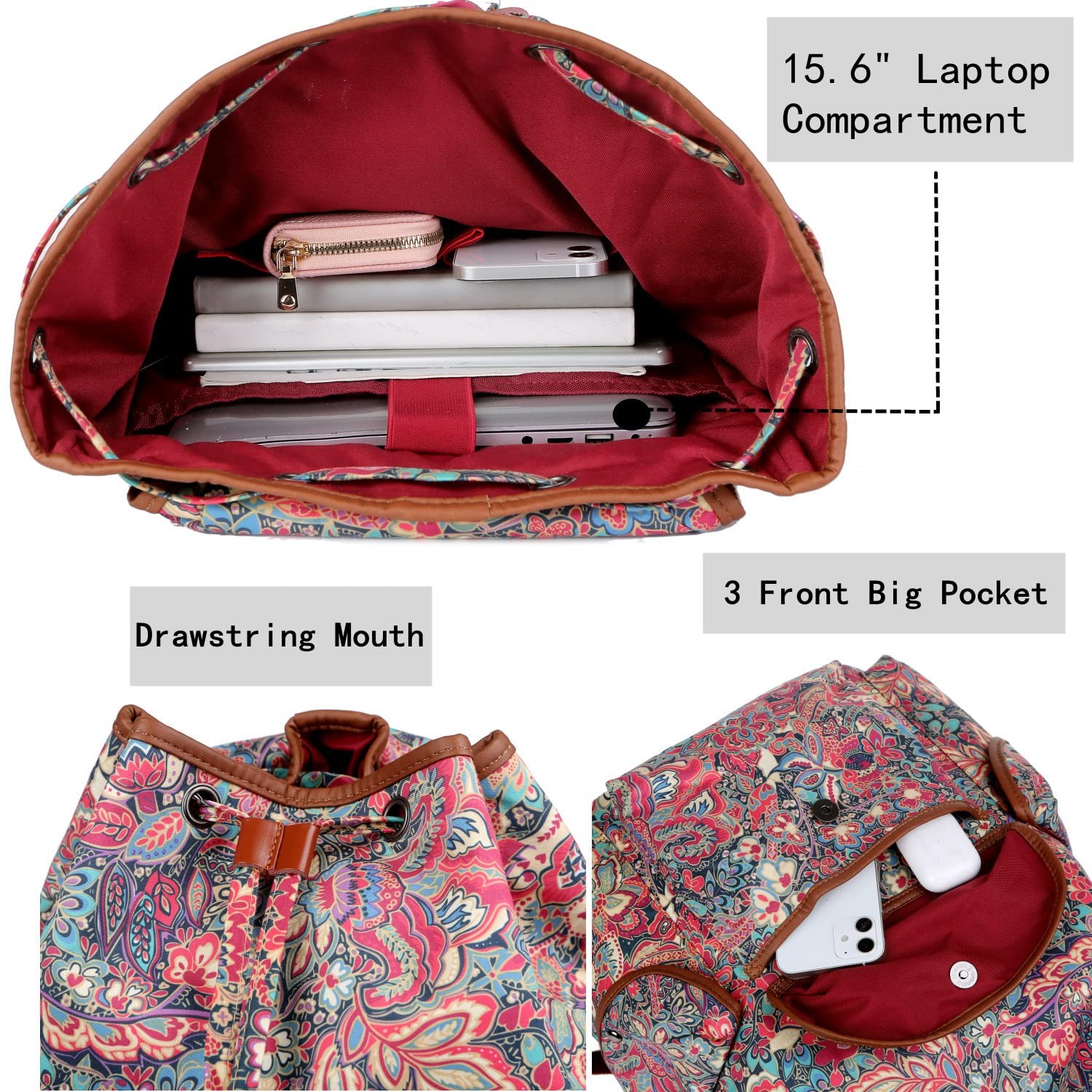 Large Women Laptop Backpack 15.6 inch Computer Backpack Travel Hiking Backpac…