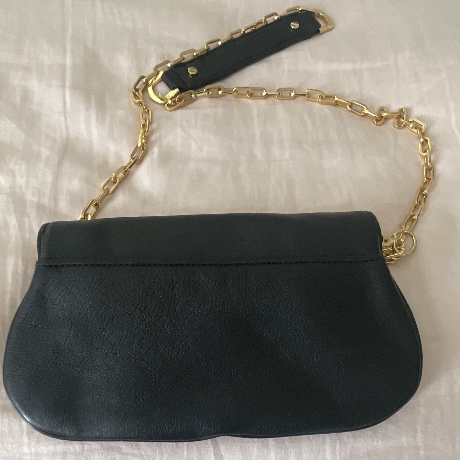 Tory Burch Black Logo Small Crossbody Shoulder Bag Gold Chain Magnetic Flap