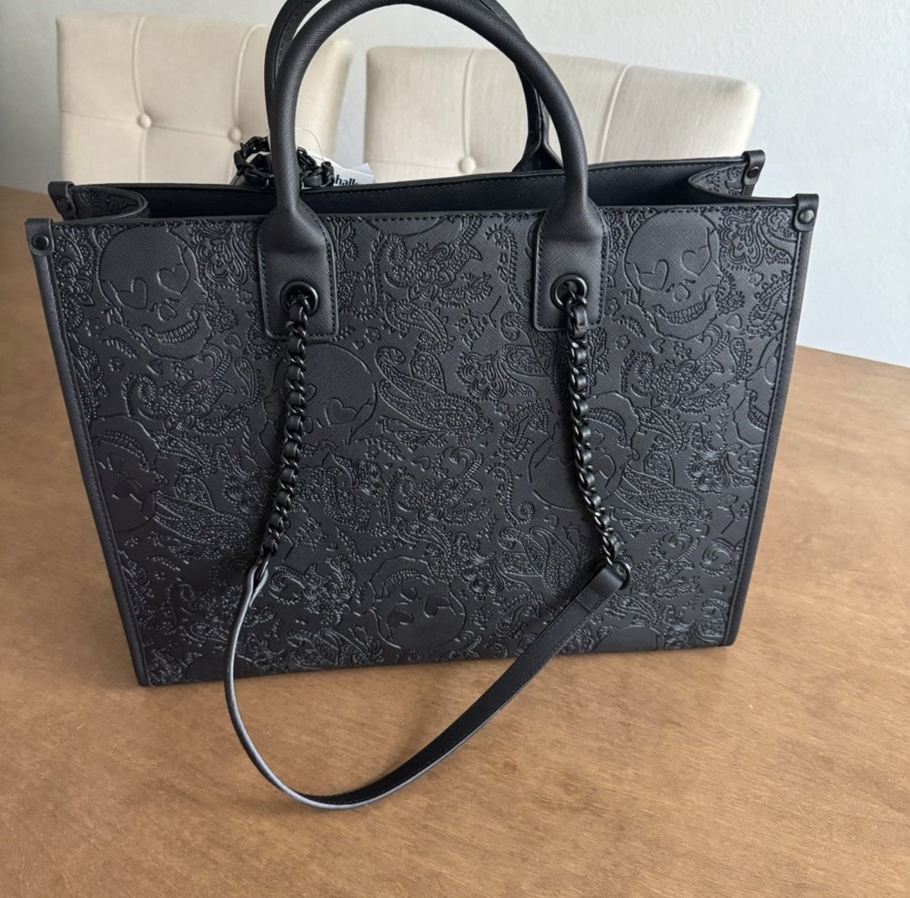 Betsey Johnson Black Embossed Skull Satchel