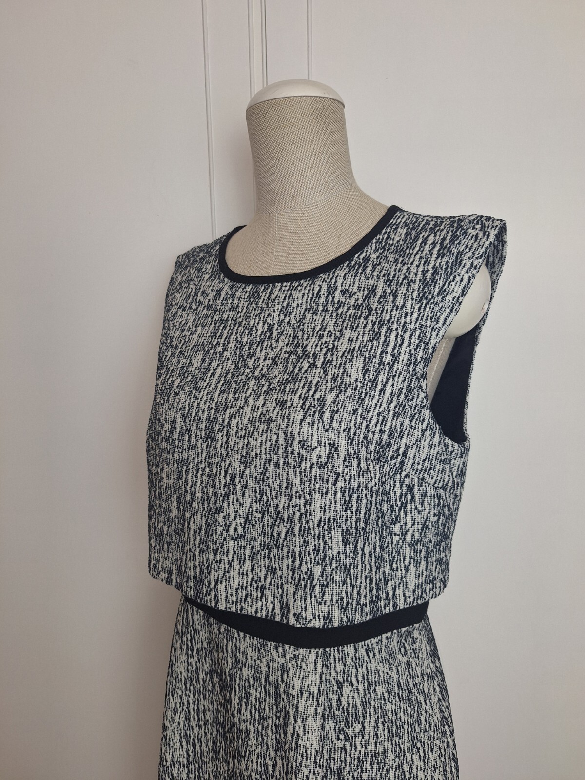 OASIS Dark Blue & White Retro Style Layered Winter Dress Size 12