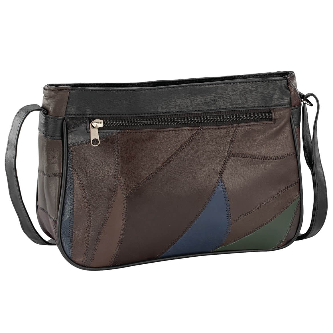 Black Multi-Color Patch Leather Shoulder Bag