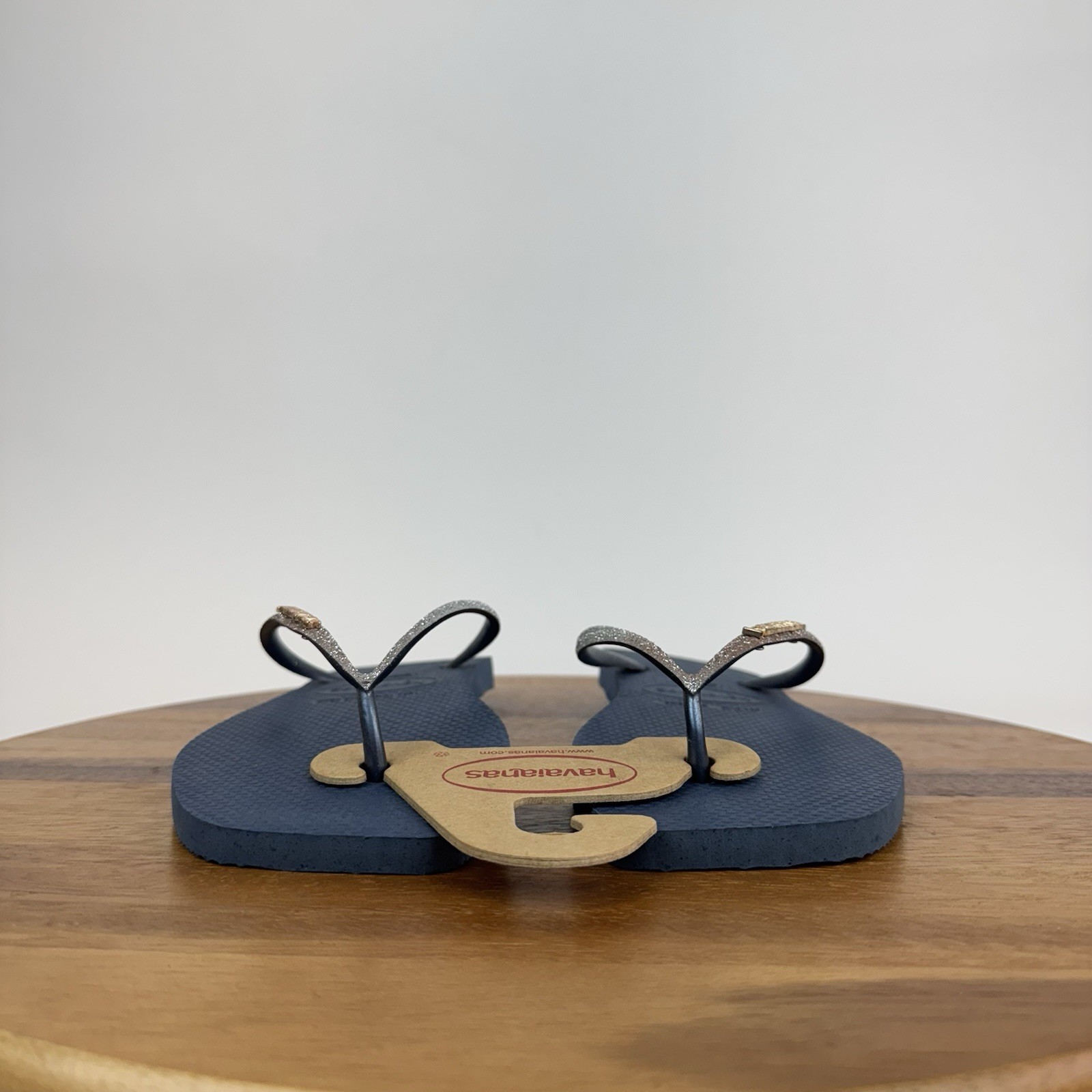 New Womens Havaianas Slim Square Blue Glitter Flip Flops Thong Sandals Size 11 M