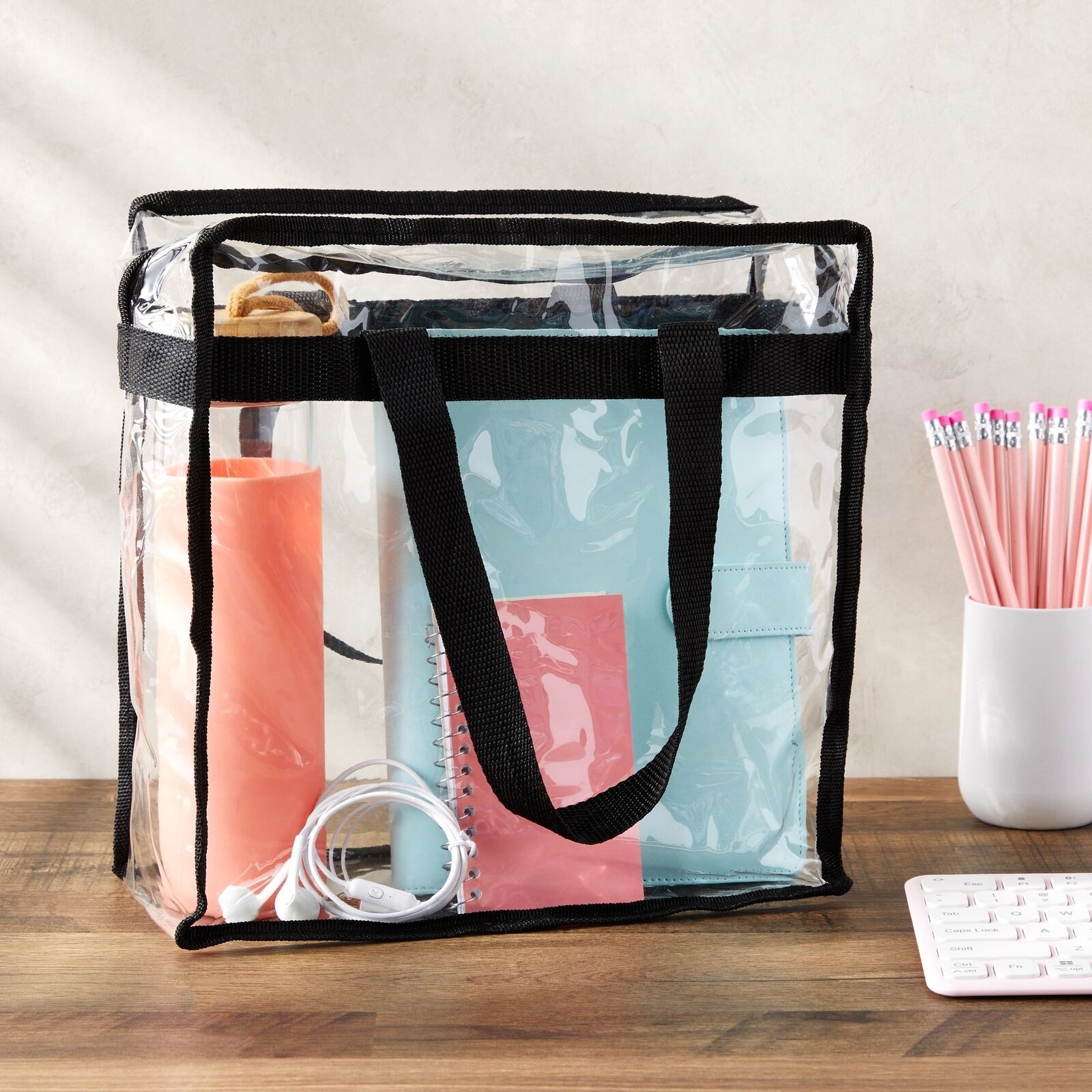 2 Pack Stadium Approved Clear Tote Bags with Handles for Beach Concert, 12x6x12