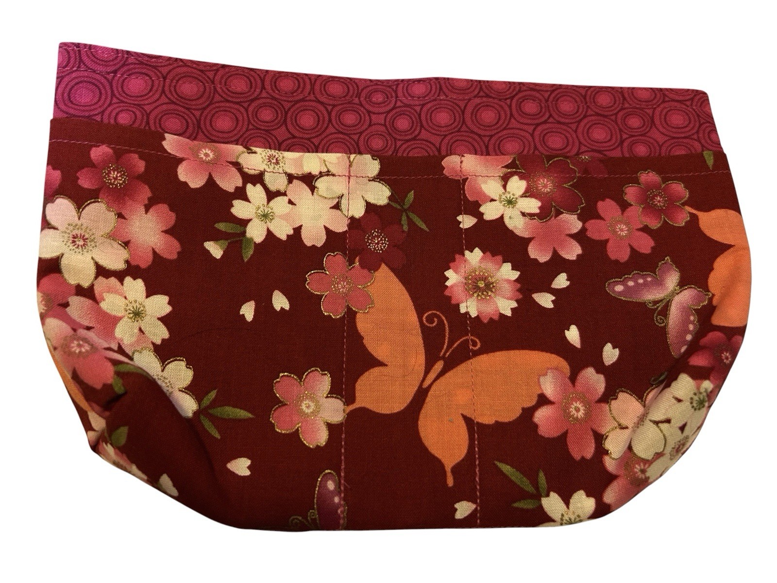 Mailelani’s Black Plum Blossom Tote Bag Zip Closure w/ Red Cherry Blossom Pouch