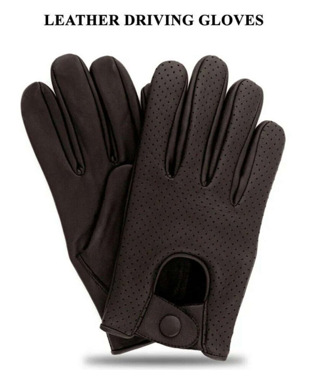 Driving Gloves Car Motorcycle Biker Genuine Leather Police Driver Gloves D-Brown