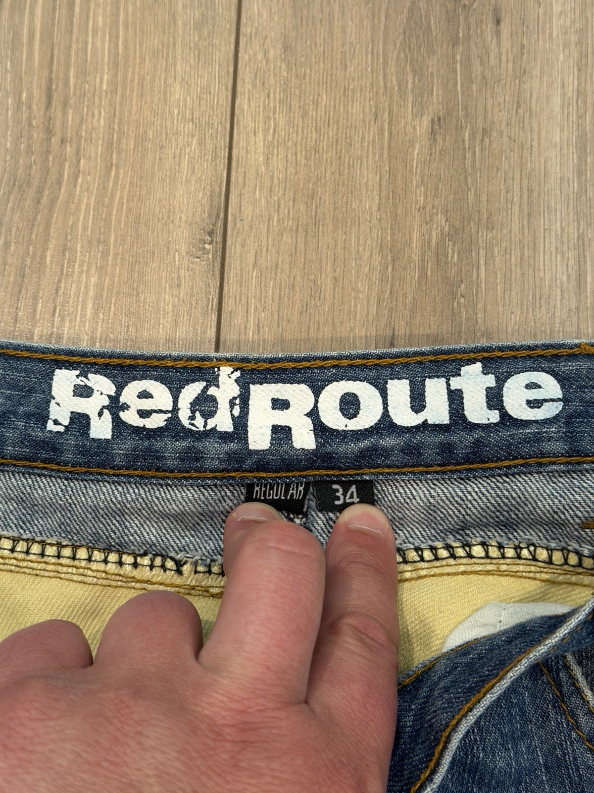 RED ROUTE Men’s Motorcycle Riding “made with Kevlar” Blue Jeans 34×32 Regular